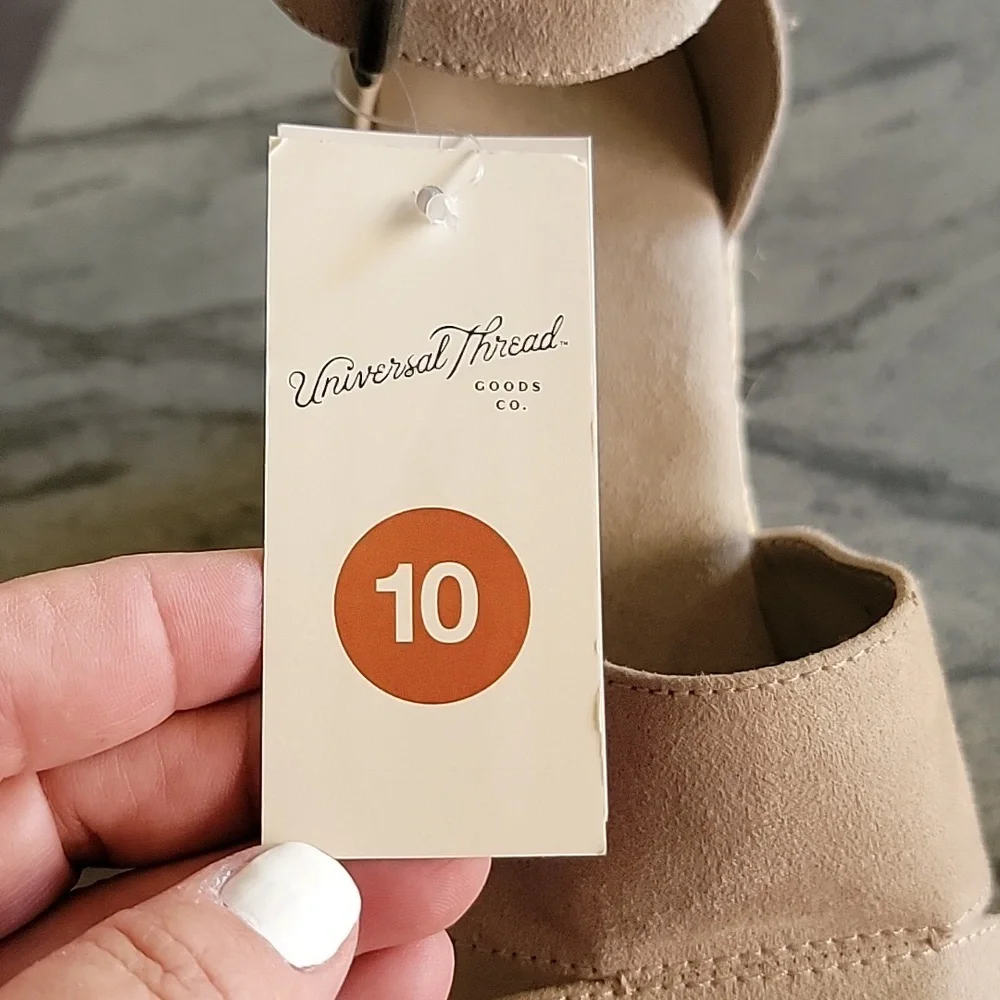 Universal Thread Jute/Faux Suede Boho Platform Wedge Peep Toe Heels Taupe sz 10 - Picture 11 of 14